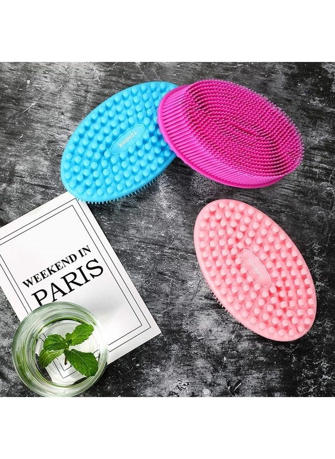 Silicone Body Scrubber Loofah - Set of 3 Soft Exfoliating Body Bath Shower Scrubber Loofah Brush for Sensitive Kids Women Men All Kinds of Skin