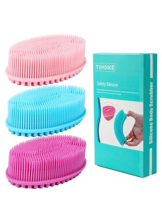 Silicone Body Scrubber Loofah - Set of 3 Soft Exfoliating Body Bath Shower Scrubber Loofah Brush for Sensitive Kids Women Men All Kinds of Skin - pzsku/ZB32699A980FF11B4D87FZ/45/_/1687437215/12a3e75c-8f82-432f-b054-8fba85db90ff