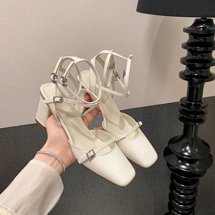 Womens High Heel Sandals Fashion Creamy-white 
