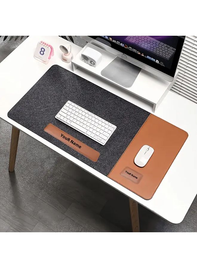 Large Gaming Mouse Pad Set 31 5in X 15 75in Dark Gray Felt And White Grey Three Piece Set - Image 1