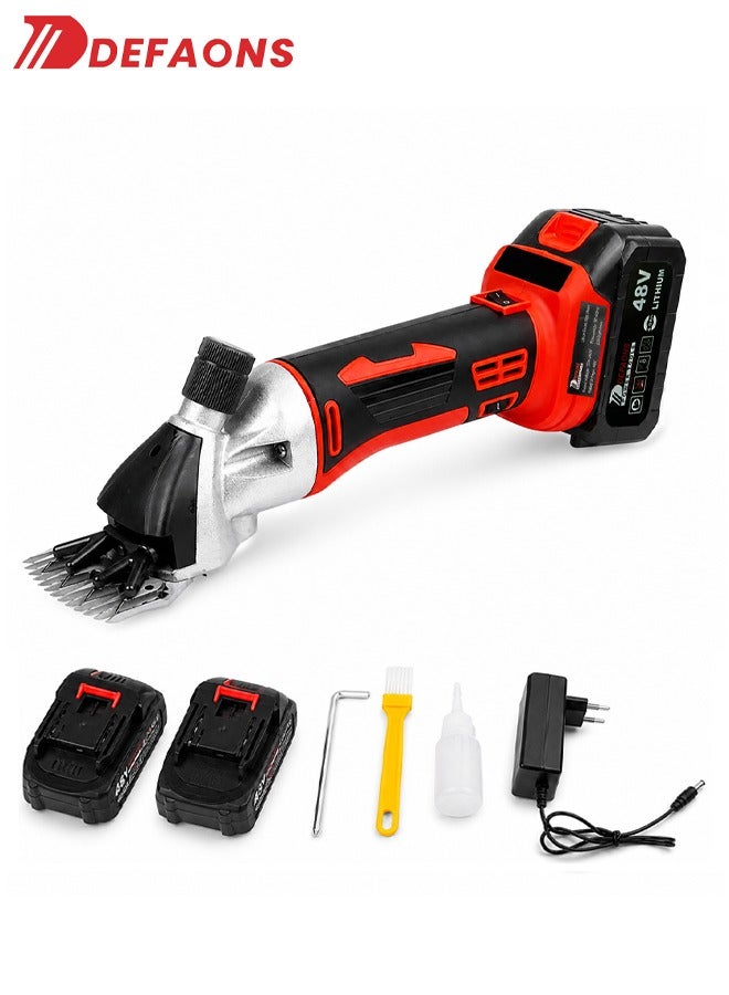 DEFAONS 48V Cordless Electric Sheep Shearing Machine with 2 Batteries, Portable Sheep Clipper Shears for Wool Trimming, Rechargeable Livestock Grooming Cutter, Heavy Duty Animal Hair Clipping Tool for Sheep Goat Farm Use - Image 1