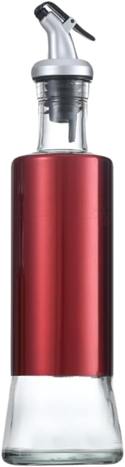 PERIZONE 300Ml Glass Oil Bottles with Steel Cover Seasoning Olive Oil Dispenser Cooking Salad Dressing Cruet Glass Vinegar Bottle for Kitchen Pack Of 1 Multicolor - Image 1