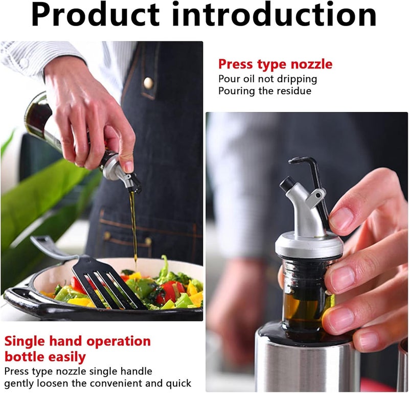 PERIZONE 300Ml Glass Oil Bottles with Steel Cover Seasoning Olive Oil Dispenser Cooking Salad Dressing Cruet Glass Vinegar Bottle for Kitchen Pack Of 1 Multicolor - Image 3
