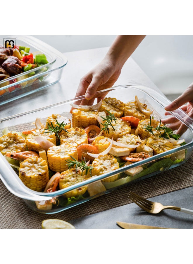 Rectangular Glass Baking Plate Heat Resistant Microwave Special Household Fish Plate High Boron Glass Baked Rice Plate Fruit Plate-Specifications:Oval-0.7l-Color:High Borosilicate-glass Baking Pan  - Image 3