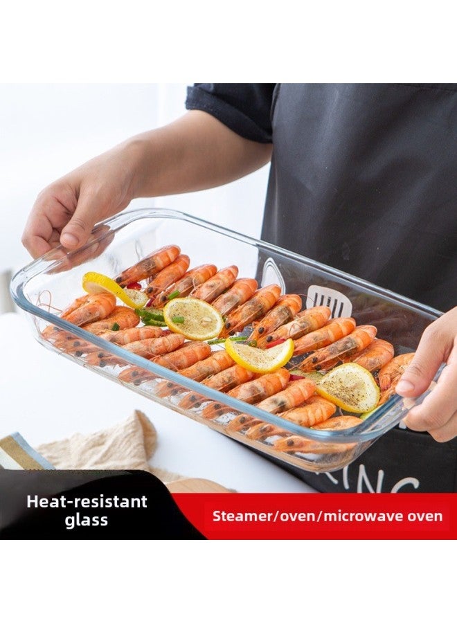 Rectangular Glass Baking Plate Heat Resistant Microwave Special Household Fish Plate High Boron Glass Baked Rice Plate Fruit Plate-Specifications:Oval-0.7l-Color:High Borosilicate-glass Baking Pan  - Image 4