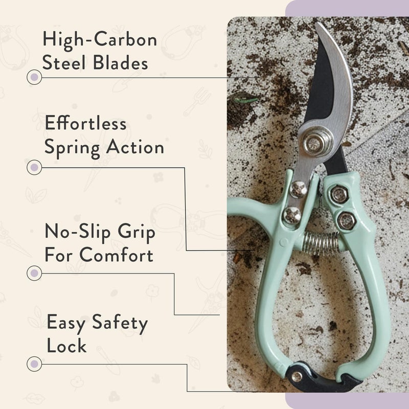 Modern Sprout Hand Pruners - Lightweight Pruning Shears W/Easy Lock- Gardening Scissors - Bypass Sharp Carbon Steel Blade - Rust Resistant - Garden Tools - Reusable Holster - Lavender - Image 4