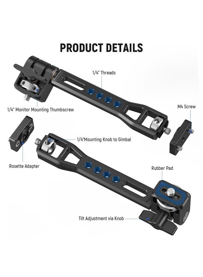 Neewer NEEWER Adjustable Field Monitor Mount, 360° Rotatable Camera Monitor Bracket with 1/4" Threads Compatible with DJI RS 2 RSC 2 RS 3 RS 3 Pro ZHIYUN Crane 2S Crane 3 3S WEEBILL-S MOZA Gimbals, GA005  - Image 2