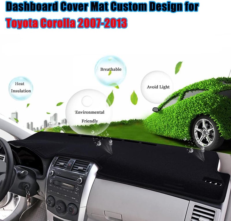 YOFAMO Car Dashboard Cover Custom Compatible with Toyota Corolla 2007 2008 2009 2010 2011 2012 2013 Anti-Skid Dashboard Mat Center Console Protector Cover Mat Sunshield Cover Mat(Black Edge) - Image 3