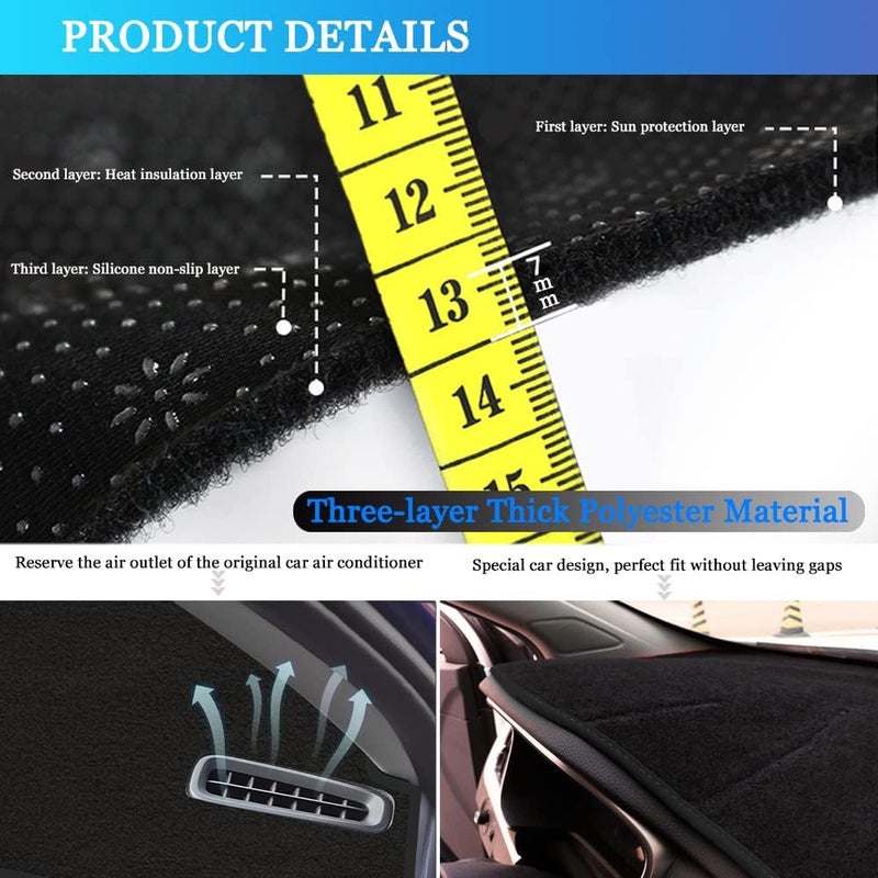 YOFAMO Car Dashboard Cover Custom Compatible with Toyota Corolla 2007 2008 2009 2010 2011 2012 2013 Anti-Skid Dashboard Mat Center Console Protector Cover Mat Sunshield Cover Mat(Black Edge) - Image 5