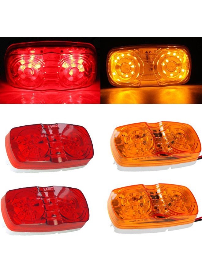 NEW SUN 4x Truck Boat Trailer Double Marker LED Lights 10 Dides Clearance Red/Amber - Image 1