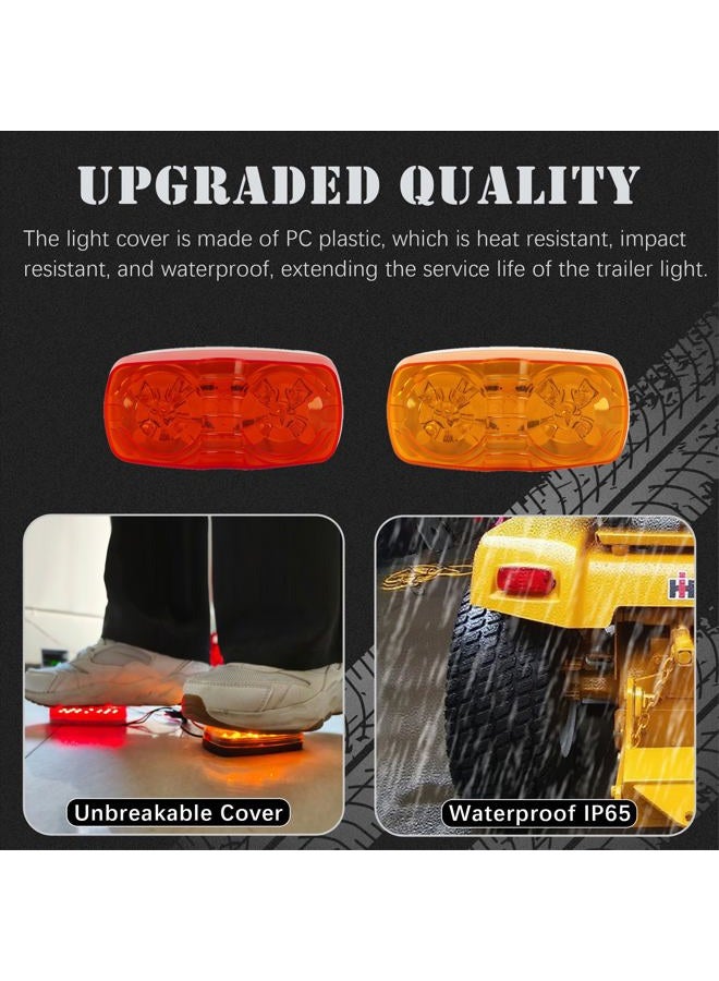 NEW SUN 4x Truck Boat Trailer Double Marker LED Lights 10 Dides Clearance Red/Amber - Image 3