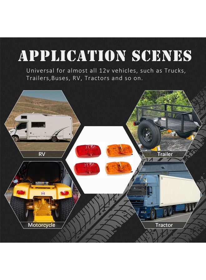 NEW SUN 4x Truck Boat Trailer Double Marker LED Lights 10 Dides Clearance Red/Amber - Image 4