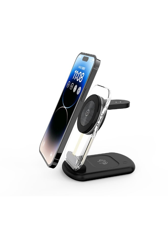 general Transparent Foldable Magnetic 3-in-1 Wireless Fast Charger for iPhone 16/15/14/13/12, Apple Watch, and AirPods - Image 3