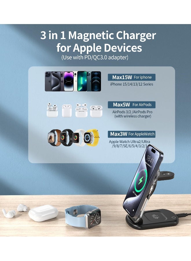general Transparent Foldable Magnetic 3-in-1 Wireless Fast Charger for iPhone 16/15/14/13/12, Apple Watch, and AirPods - Image 4