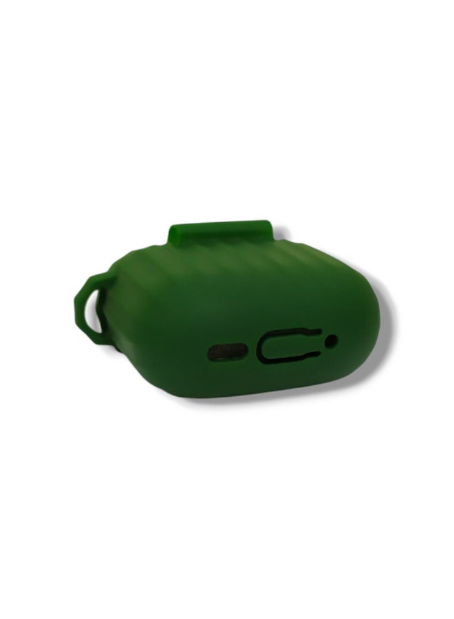 Stylish Wave Silicone AirPods 4 Protective Case with Carabiner - Green - Image 3