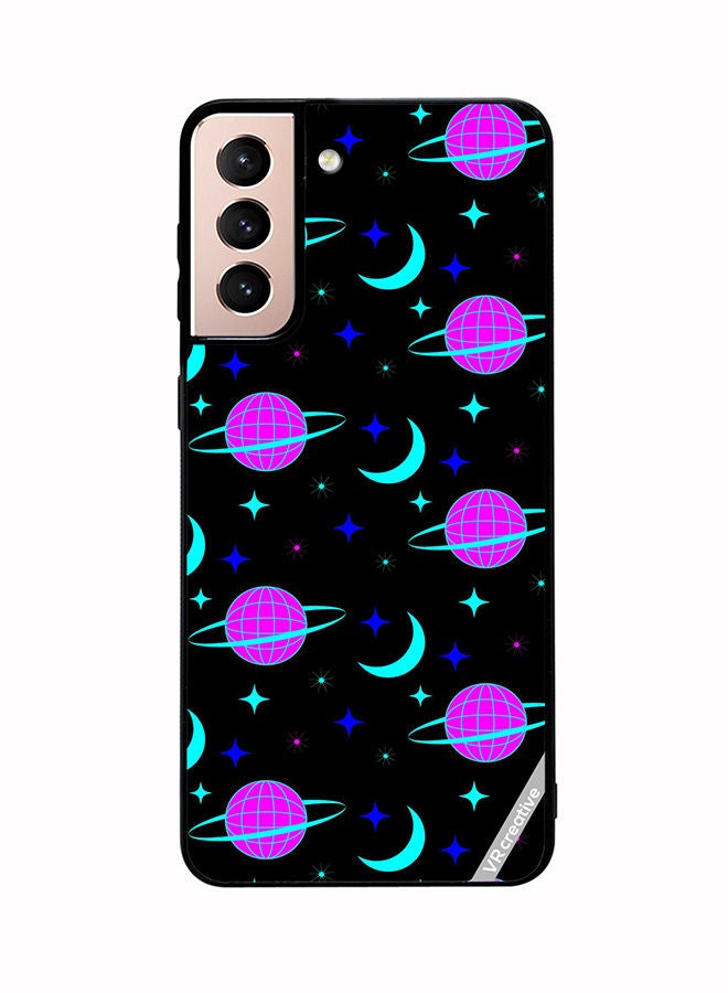 VR CREATIVE Protective Case Cover For Samsung Galaxy S21 Plus 5G Pattern On Black Design Multicolour - Image 1