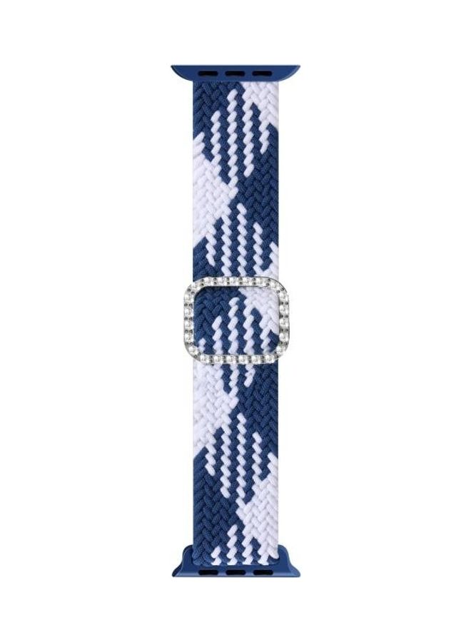 NIBEMINENT Replacement Strap Watchband For Apple Watch Series 7 & 6 SE 5 4 44mm/3 2 1 42mm Blue/White - Image 1