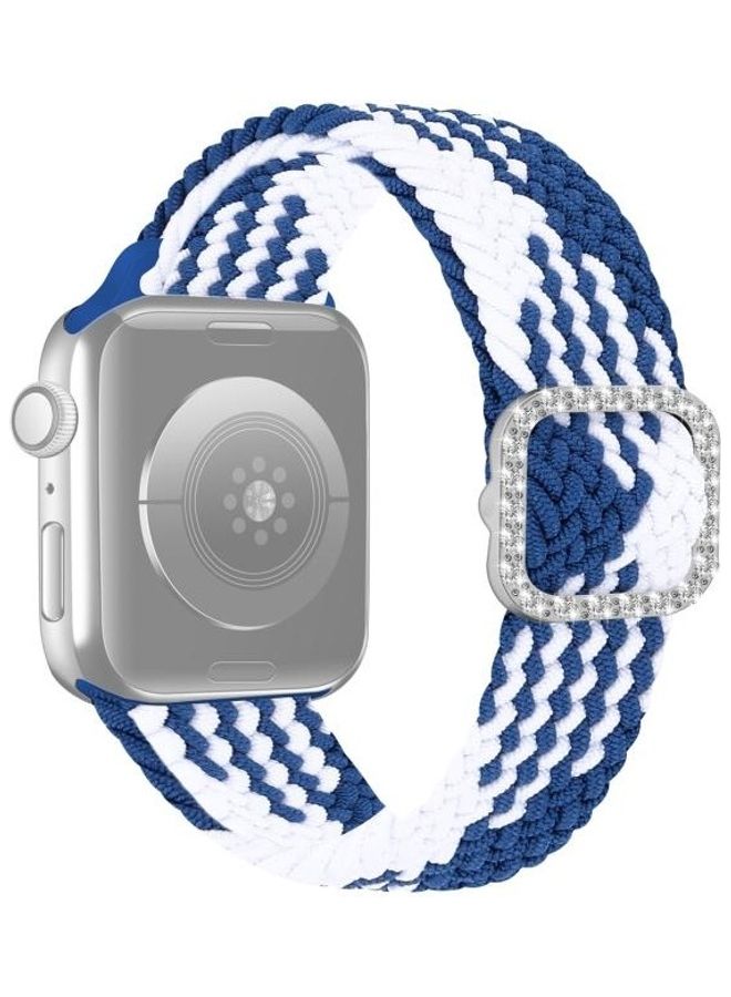 NIBEMINENT Replacement Strap Watchband For Apple Watch Series 7 & 6 SE 5 4 44mm/3 2 1 42mm Blue/White - Image 2