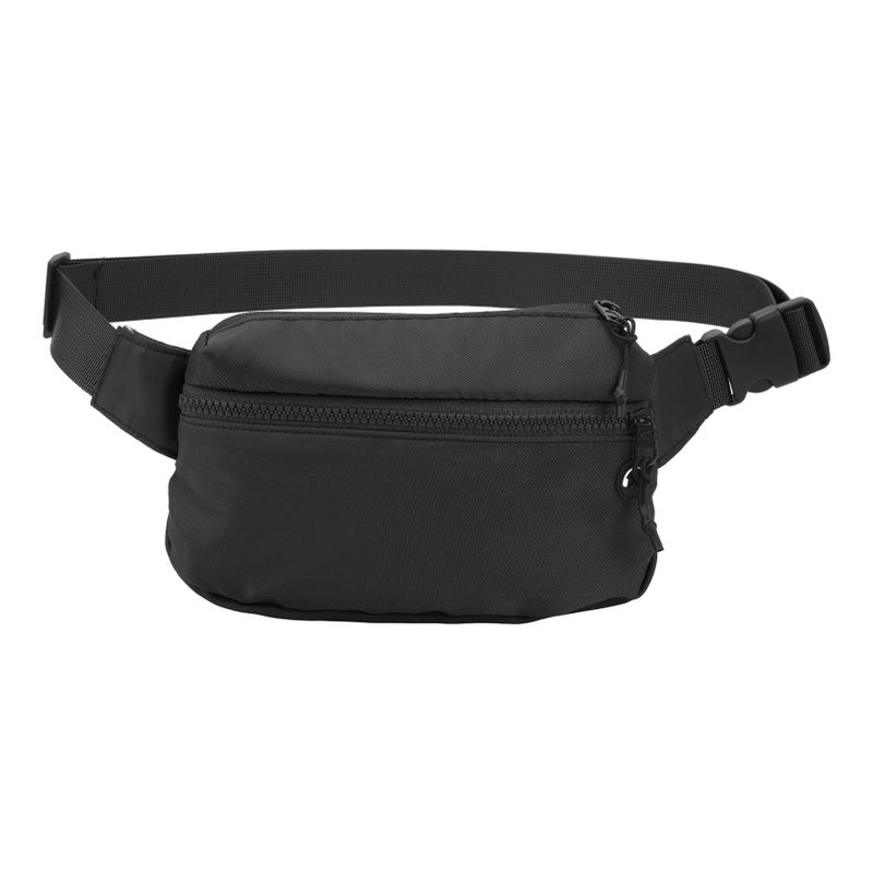 Large Capacity Waterproof Nylon Sports Waist Pack Black Adjustable With Headphone Hole - Image 2