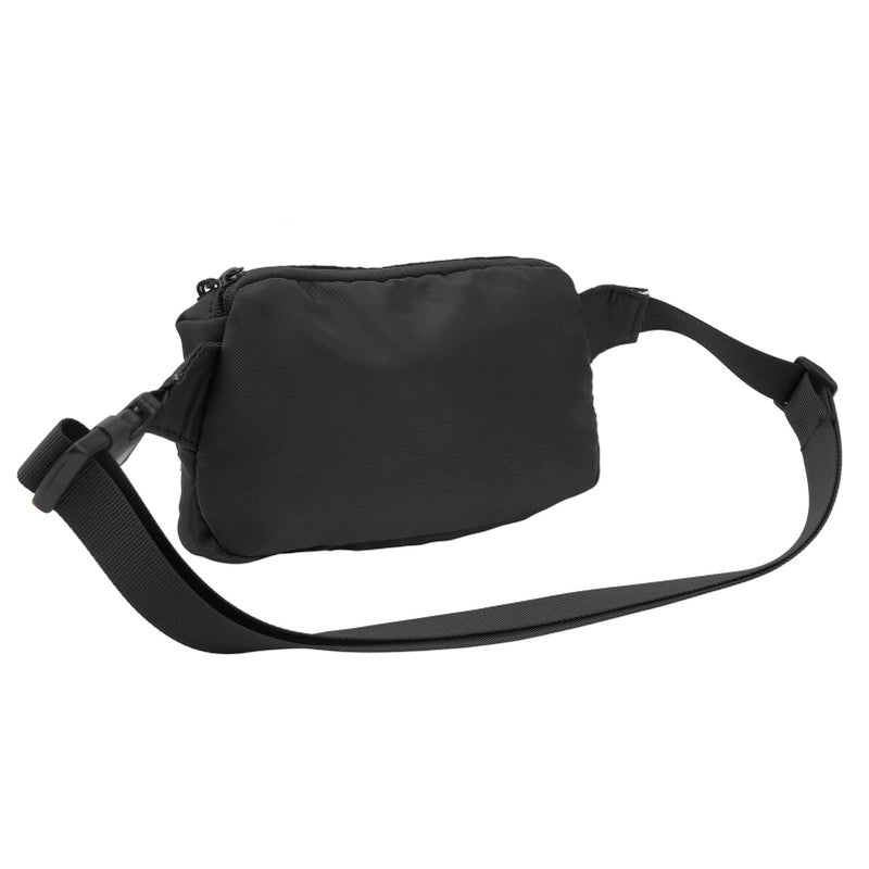 Large Capacity Waterproof Nylon Sports Waist Pack Black Adjustable With Headphone Hole - Image 5