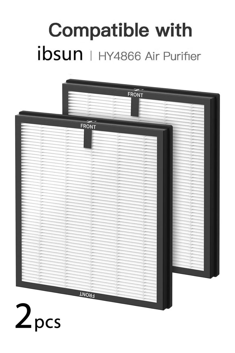 Air Filter H13 Ture HEPA Filter Suitable ibsun HY4866 Air Purifier for Dust, Pet Dander, Pollen for Bedroom and Office, Standard Version, 2 Pack - Image 1