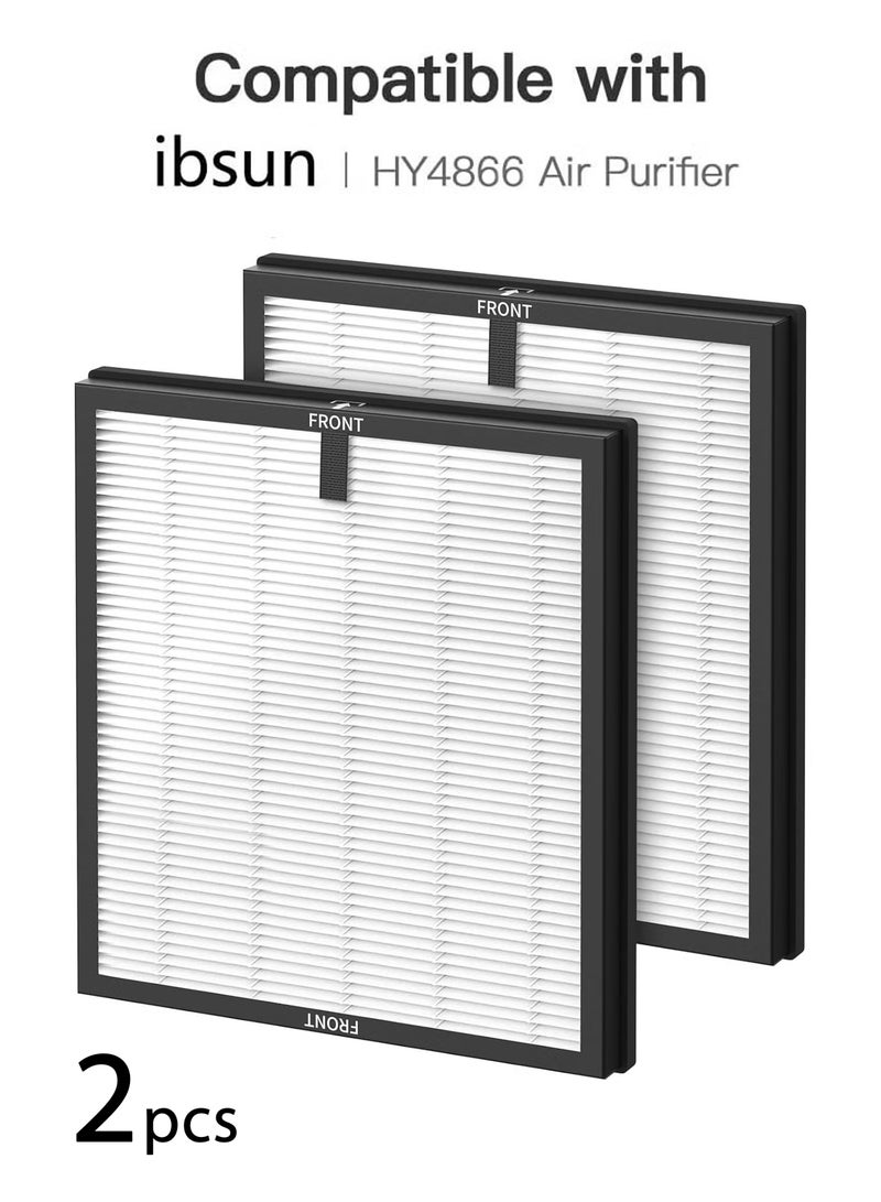 فلتر هواء H13 Ture HEPA مناسب لجهاز تنقية الهواء ibsun HY4866 للغبار ووبر الحيوانات الأليفة وحبوب اللقاح لغرفة النوم والمكتب، الإصدار القياسي، عبوة من قطعتين - Image 1