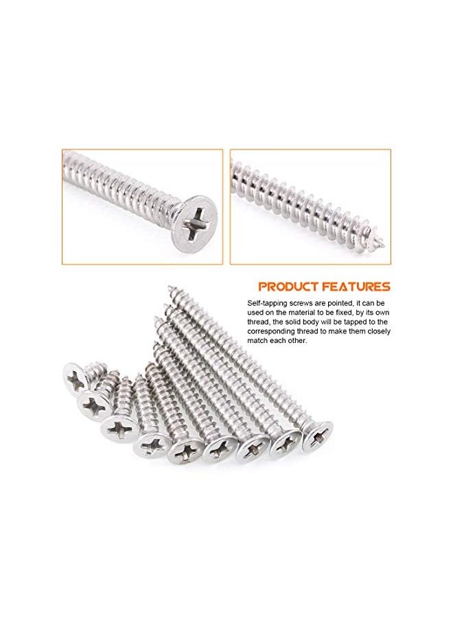 Rustark - 210Pcs [#6 5/16'' to 1/2''] 304 Stainless Steel Flat Head Phillips Cross Wood Screw Drive Self-Drilling Screws Assortment Kit - Image 1