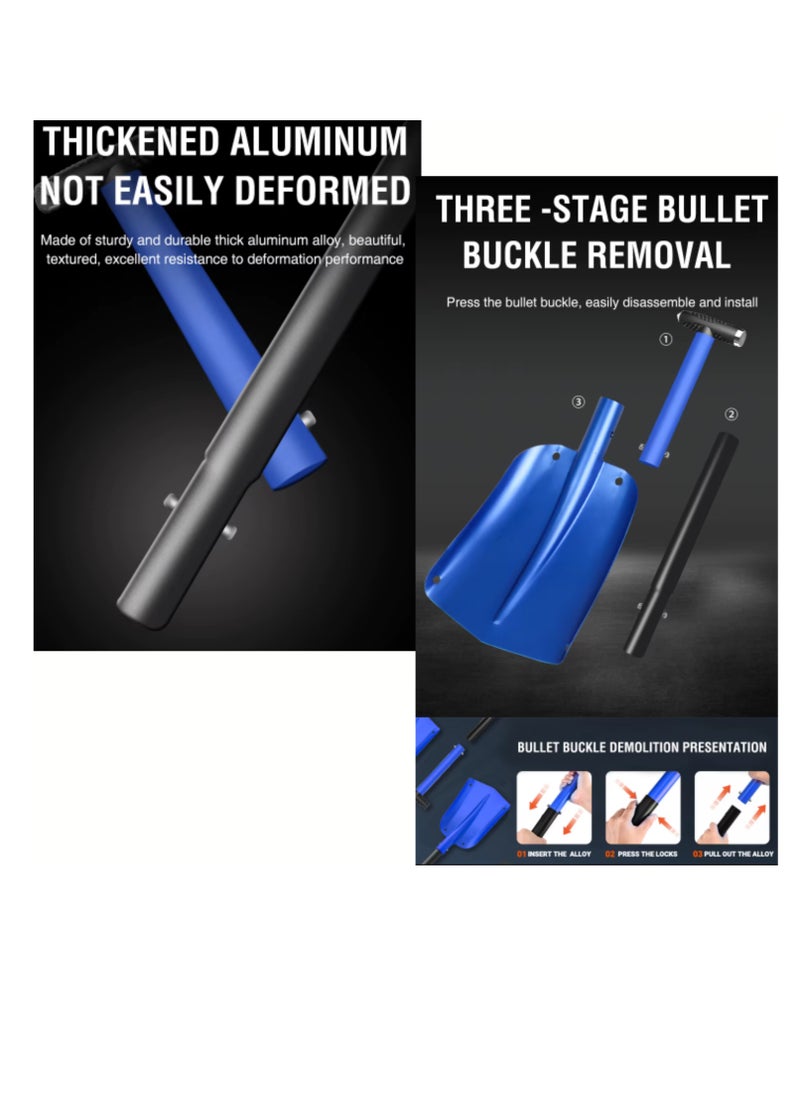 Collapsible Multipurpose Camping Shovel, Lightweight Aluminum Shovel with Ergonomic Handle, Portable 3-Piece Design for Camping, Hiking, Gardening, Emergency, and Outdoor Use