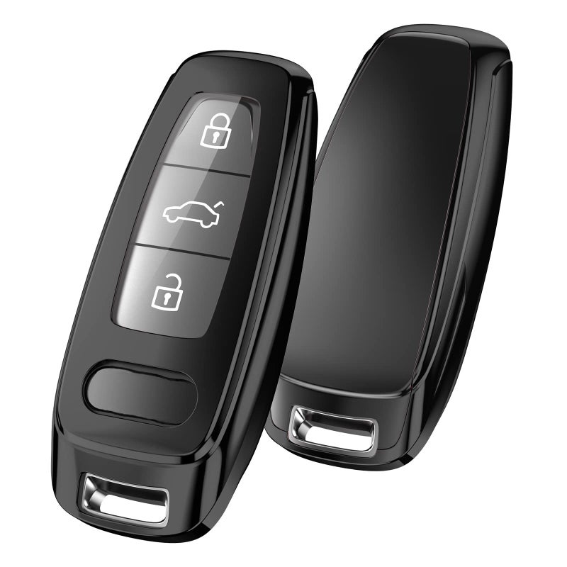 ELOHEI for Audi Key Fob Cover Special Soft TPU Key Case Cover Protector Compatible with Audi A6L A6 A7 A8 Q7 Q8 ETron 20182022 A3 S3 S6 SQ7 RS6 S7 RS7 Smart KeyBlack