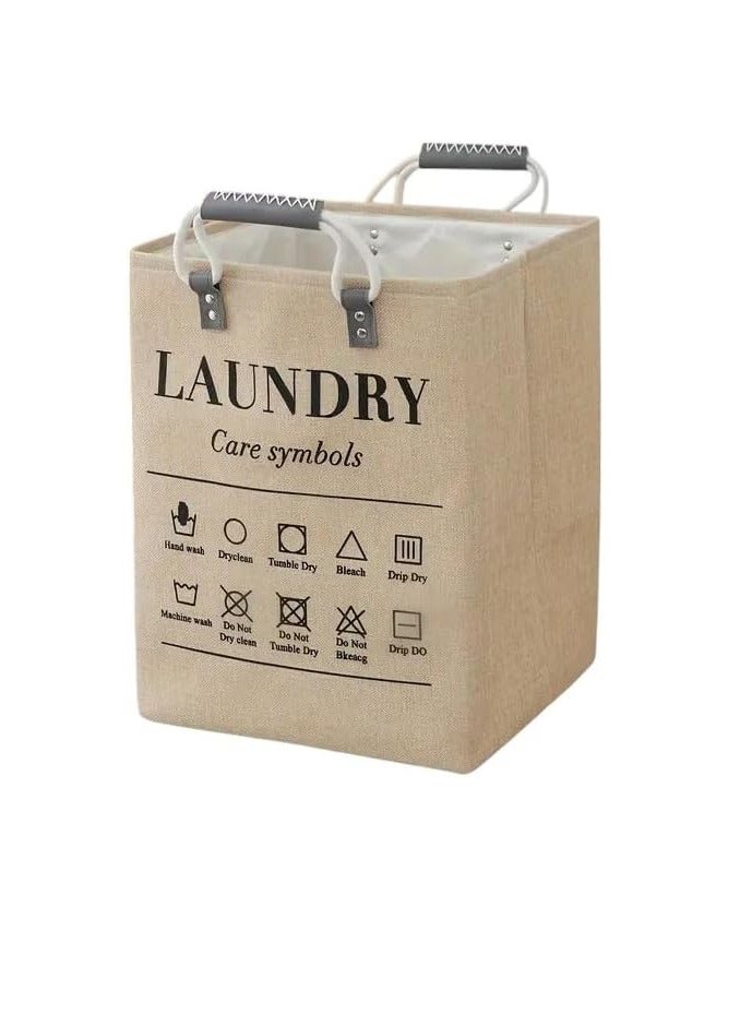 سبيس شوب سلة غسيل صغيرة، منظم سلة غسيل قابل للطي سعة 50 لترًا بمقابض، سلة غسيل عصرية محمولة في غرفة النوم، وغرفة الغسيل، والخزانة، والحمام، والسكن الجامعي - Image 1