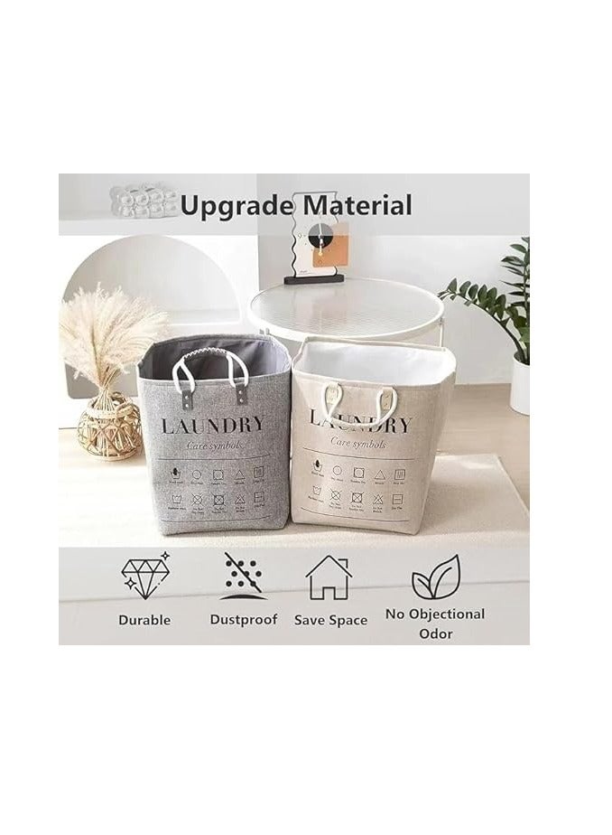 سبيس شوب سلة غسيل صغيرة، منظم سلة غسيل قابل للطي سعة 50 لترًا بمقابض، سلة غسيل عصرية محمولة في غرفة النوم، وغرفة الغسيل، والخزانة، والحمام، والسكن الجامعي - Image 2