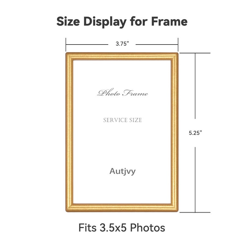 Autjvy 3.5x5 Picture Frame Matte Gold Modern Simple Thin Aluminum Metal Photo Frame with HD Real Glass  Display for Tabletop and Wall Collage. (2 Pack) - Image 2