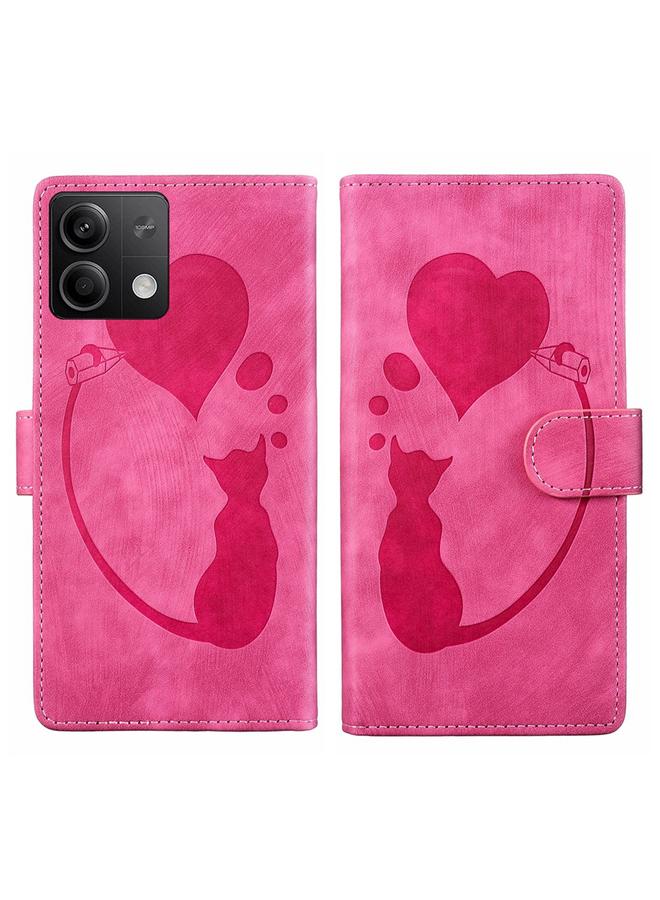 Case For Xiaomi Redmi Note 13 5G Pen Heart Cat Embossed Leather Phone Case