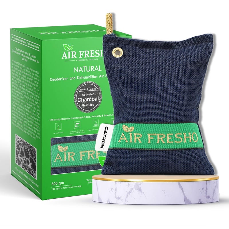 Catron NonElectric Organic Advanced Charcoal Carbon Air Purifier Bag from Car Bathroom and Kitchen Blue 500gPack of 1