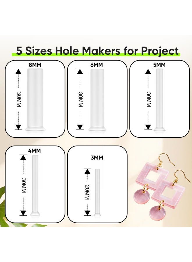 Beesini Hole Maker for Resin, 5 Sizes(3/4/5/6/8mm) 25PCS Make Holes Without Drilling for Epoxy & UV Resin, Holes Tools for Jewelry Making, Pet Tag, Keychain, DIY Craft Pendant Decor - Image 2