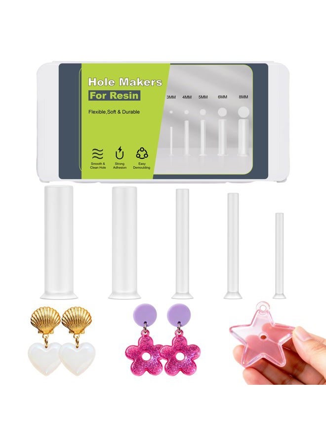 Beesini Hole Maker for Resin, 5 Sizes(3/4/5/6/8mm) 25PCS Make Holes Without Drilling for Epoxy & UV Resin, Holes Tools for Jewelry Making, Pet Tag, Keychain, DIY Craft Pendant Decor - Image 1