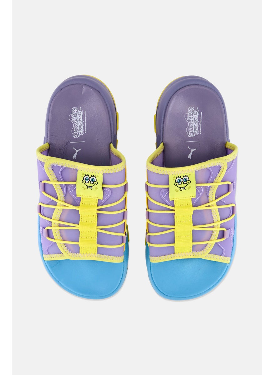 PUMA Kids Boy Spongebob Brand Logo Slip On Slides, Purple  - Image 3