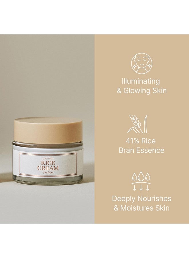I'M FROM كريم الأرز M من Rice Cream، 1.69 أونصة، 41% من خلاصة نخالة الأرز مع السيراميد، مظهر متوهج يحسن الرطوبة ويحمي البشرة ويغذيها بعمق ويهدئها لتوحيد لونها، K Beauty - Image 3