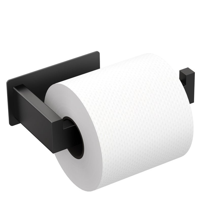 Auxmir Toilet Paper Holder Self Adhesive  Premium Thicken SUS304 Stainless Steel Rustproof Toilet Roll Holder No Drilling  Wall Mount Toilet Tissue Holder for Bathroom Kitchen Washroom RV  Matte Black - Image 1