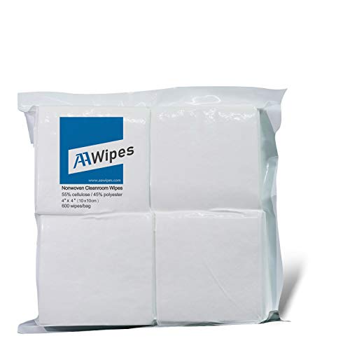 AAwipes Cleanroom Wipes Lint Free Wipes 4" x 4" Cellulose/Polyester Blend (4" x 4"-600 Pcs) Nonwoven Wipers (NW06804) - Image 1
