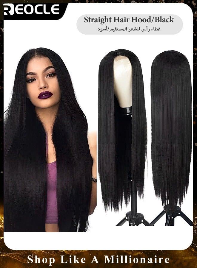 ريوكل باروكة أمامية مستقيمة من شعر بشري مسبقة النتف باروكة أمامية مستقيمة عالية الدقة من شعر بشري عقد مبيضة خط شعر طبيعي باروكة شعر بشري - Image 1