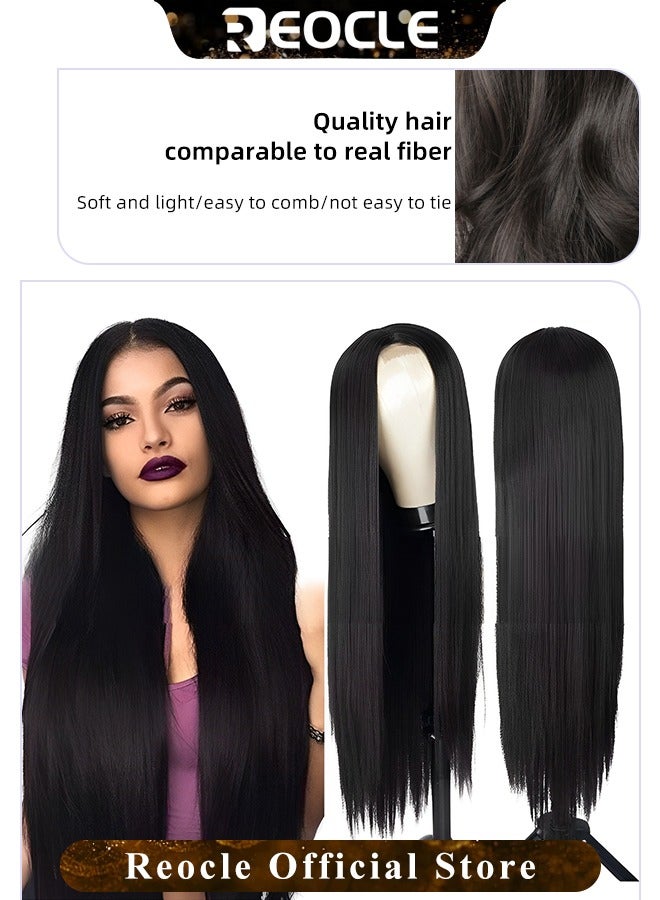 ريوكل باروكة أمامية مستقيمة من شعر بشري مسبقة النتف باروكة أمامية مستقيمة عالية الدقة من شعر بشري عقد مبيضة خط شعر طبيعي باروكة شعر بشري - Image 3