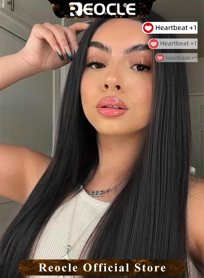 ريوكل باروكة أمامية مستقيمة من شعر بشري مسبقة النتف باروكة أمامية مستقيمة عالية الدقة من شعر بشري عقد مبيضة خط شعر طبيعي باروكة شعر بشري - Image 5