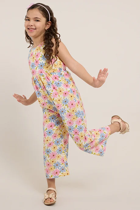 R&B Floral Print Sleeveless Jumpsuit