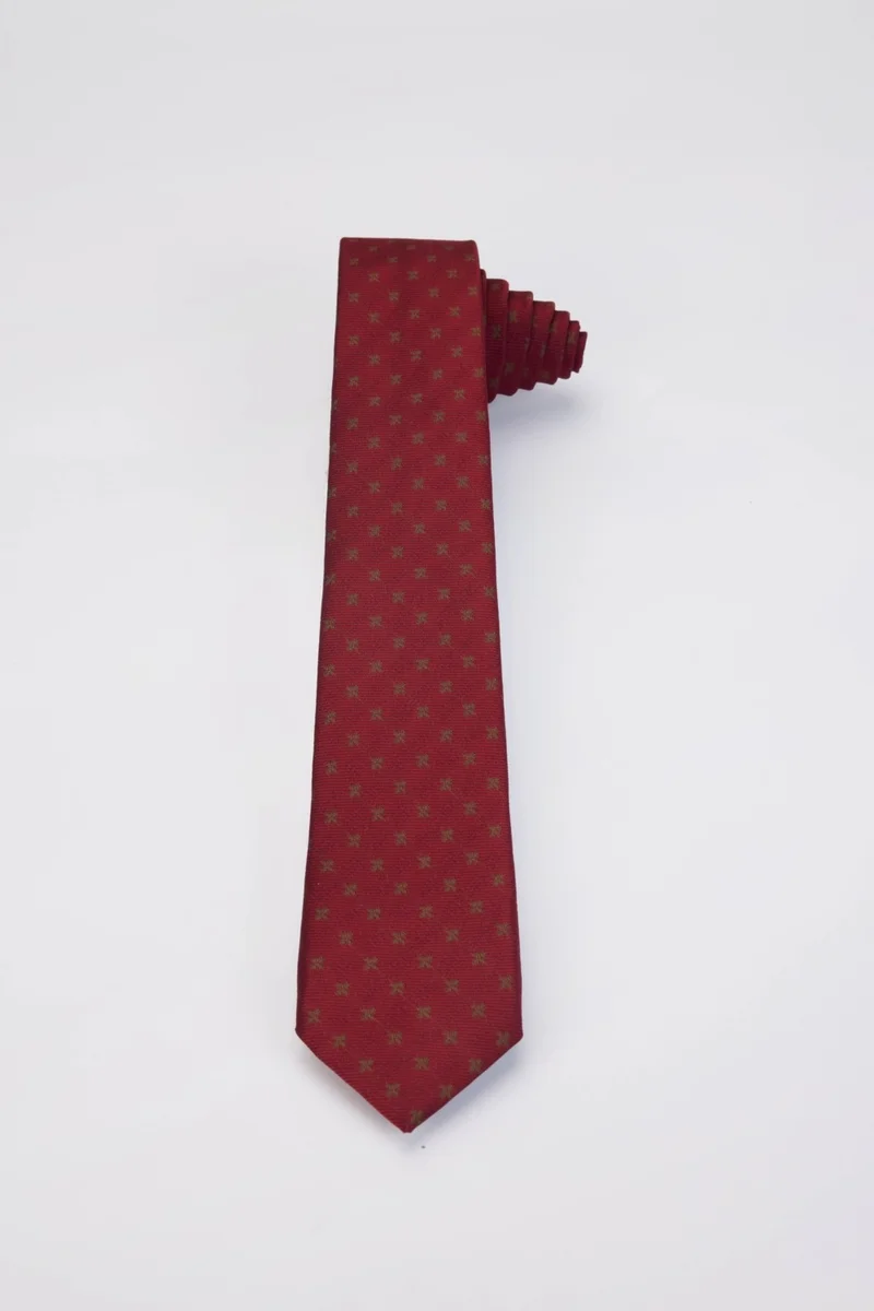Tudors Classic Pocket Handkerchief Patterned Claret Red Tie