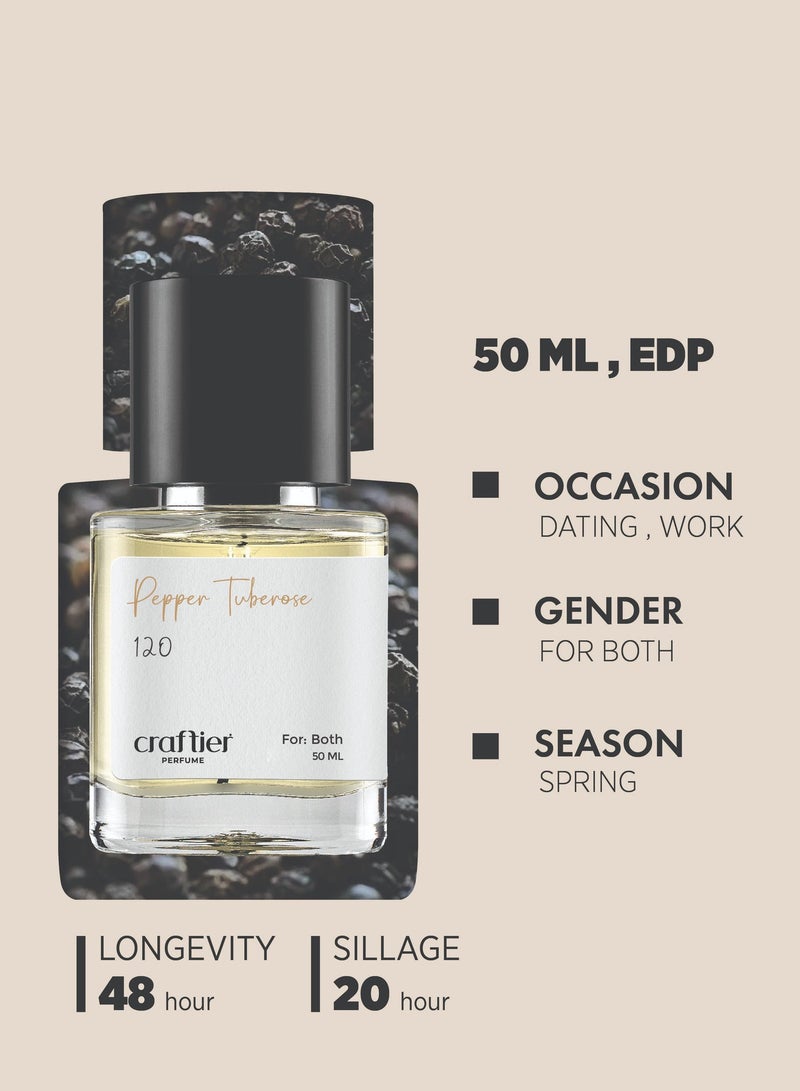 Craftier Perfume PEPPER TUBEROSE - Inspired of-SUPREME BOUQUET , Eau De Parfum for Men & Women - 50ml, Long Lasting Woody Fragrance Upto 48 Hrs, Travel Size Unisex Perfume - Image 5
