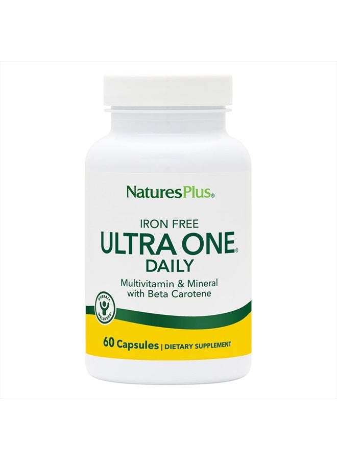 Natures Plus Ultra One Iron Free - 60 Easy to Swallow Capsules - High Potency Once Daily Multivitamin & Mineral Supplement - Natural Energy - Vegetarian, Gluten-Free - 60 Servings - Image 1