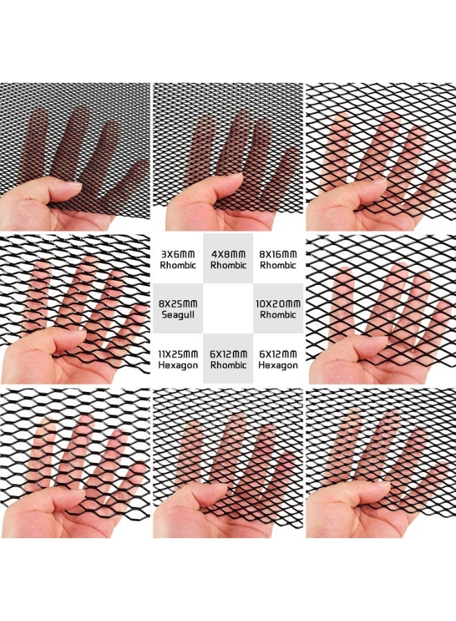 شبكة شواية سيارة 40 × 13 بوصة من سبائك الألومنيوم بفتحات معينية 3 × 6 مم لون أسود - Image 2