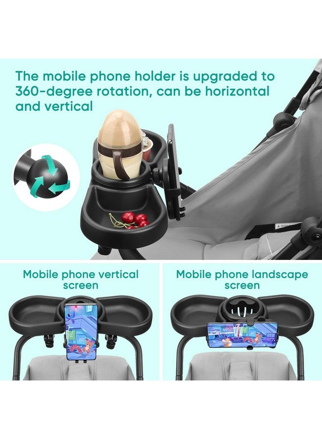 Mypin Universal Stroller Snack Tray, 4 in 1 Stroller Tray Attachment with Cups Phone Holder for Baby Toddler Stroller, 360° Rotation Universal Stroller Tray Compatible with Uppababy, Baby Jogger, etc - Image 4