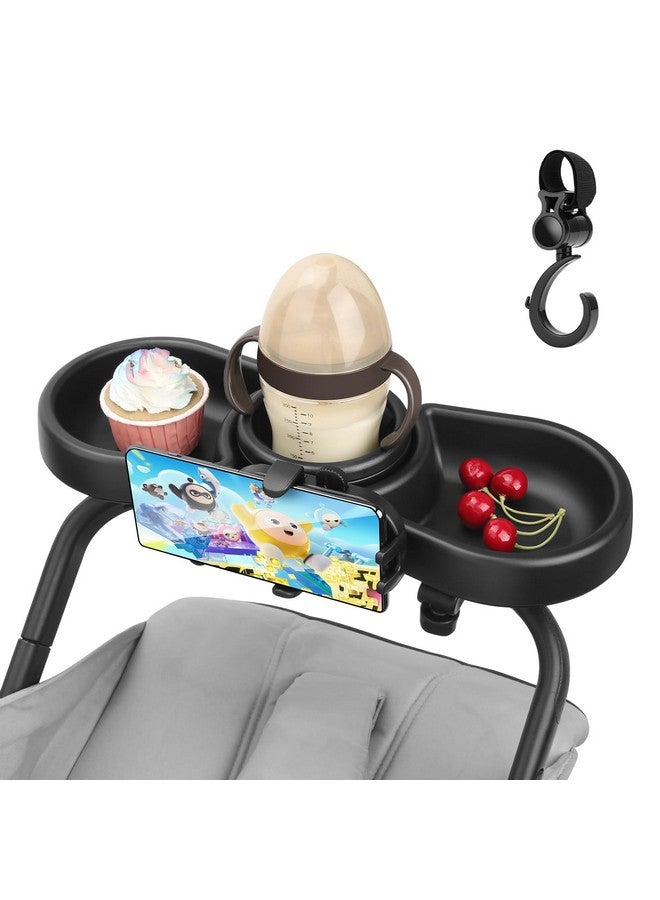 Mypin Universal Stroller Snack Tray, 4 in 1 Stroller Tray Attachment with Cups Phone Holder for Baby Toddler Stroller, 360° Rotation Universal Stroller Tray Compatible with Uppababy, Baby Jogger, etc - Image 1
